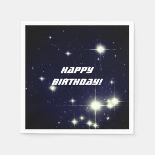 Sterne in Deep Space Dark Blue Happy Birthday Serviette
