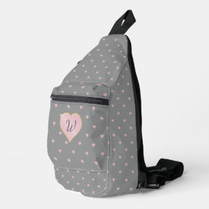 Sterne in Herzen auf Grau Crossbody Bag