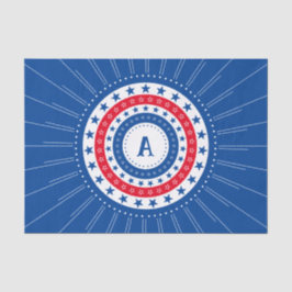 Sterne in Rot, Weiß und Blau mit Monogramm Seidenpapier