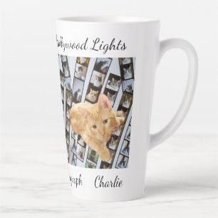 Sterne leuchtende Hollywood-Katzen Foto & Muster,  Milchtasse