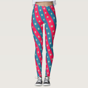Sterne & Linien Rosa blaues Minimales Muster Leggings