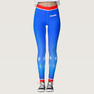 Sterne mit Ihrem Namen auf Bright Blue Leggings