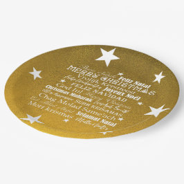 Sterne mit verschiedenen Sprachen frohe Weihnachte Pappteller