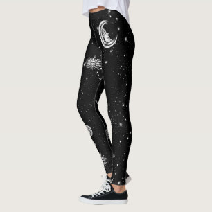Sterne, Mond und Sonne im Universum Leggings