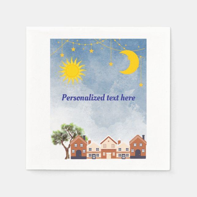 Sterne, Mond und Sonnendusche Serviette (Vorderseite)