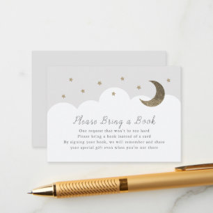 Sterne, Mond und Wolken Grau Bitte eine Buchkarte Begleitkarte