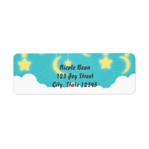 Sterne Mond & Wolken Baby Shower Adressetiketten