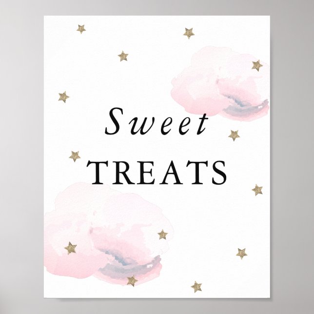 Sterne & Pink Clouds Kinderdusche Sweet Leckereien Poster (Vorne)