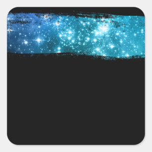 Sterne Pinselstriche Blank Template, DIY, Black Quadratischer Aufkleber