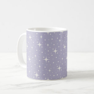 Sterne & Punkte auf pastellfarbenem Lila Kaffeetasse