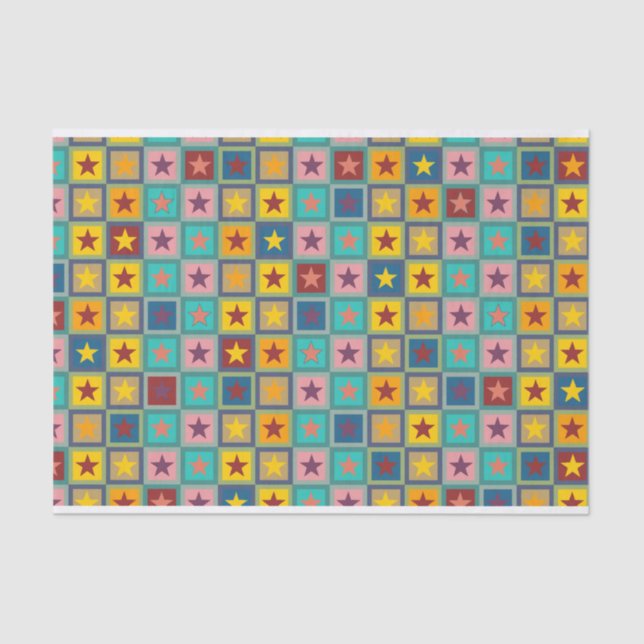 Sterne & Quadrate Muster I + Ihr Text Seidenpapier (Vorderseite)