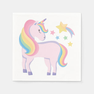 Sterne & Regenbogen Magisches Einhorn Mädchen Gebu Serviette