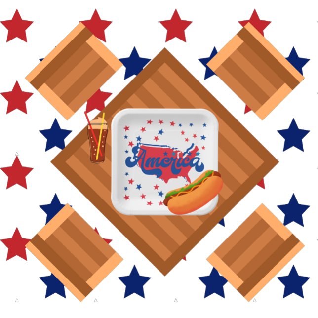 Sterne Rot Weiß und Blau Amerika Pappteller (Von Creator hochgeladen)