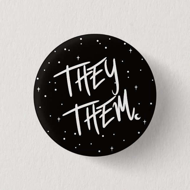 Sterne Sie / sie Pronouns 3 cm Abzeichen Button (Vorderseite)