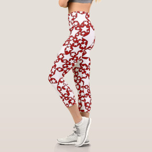 Sterne, Sterne, Sterne in Rot und Weiß Capri Leggings