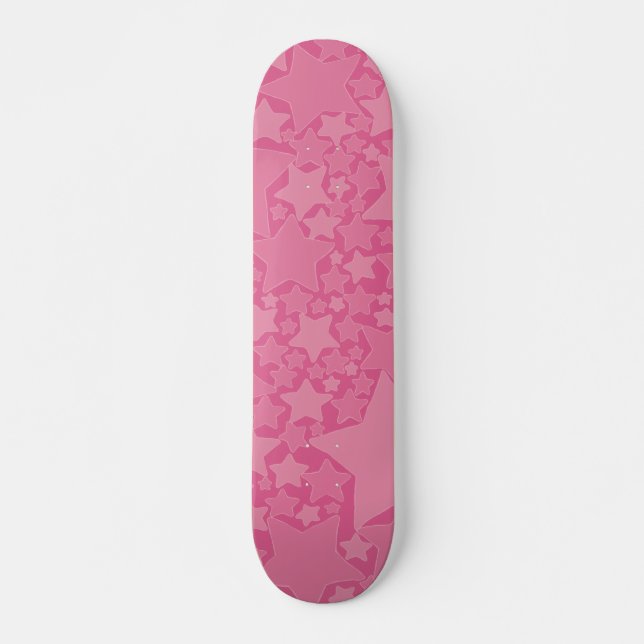 Sterne, Sterne, Sterne - rosa Skateboard (Vorne)