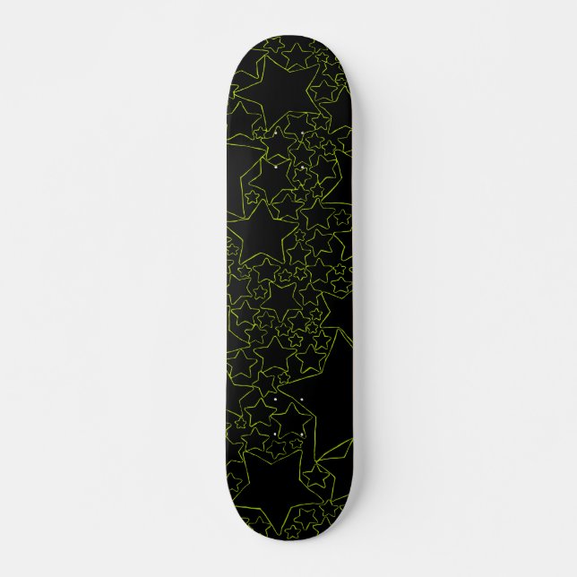Sterne, Sterne, Sterne - Zitronengrün Skateboard (Vorne)