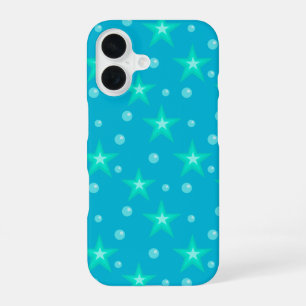 Sterne Sternenblasen Blaue Meerjungfrau Fantasy Na iPhone 16 Hülle