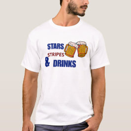 Sterne Streifen & Drinks Lustiges Patriotisches 4. T-Shirt
