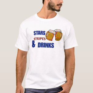Sterne Streifen & Drinks Lustiges Patriotisches 4. T-Shirt