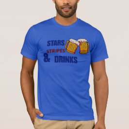 Sterne Streifen & Drinks Lustiges Patriotisches 4. T-Shirt