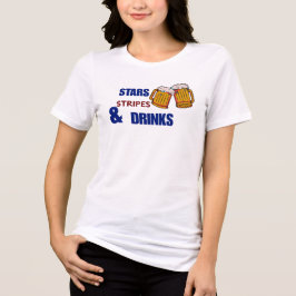 Sterne Streifen & Drinks Lustiges Patriotisches 4. Tri-Blend Shirt