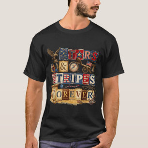 Sterne Streifen Forever Patriotisches Amerikanisch T-Shirt