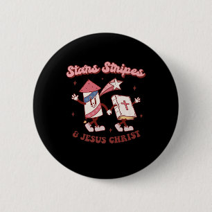 Sterne Streifen Jesus Christus Christlich 4. Juli Button