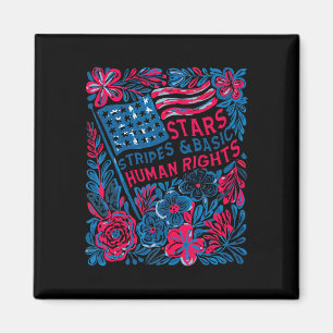 Sterne Streifen Menschenrechte 4. Juli Floral Amer Magnet
