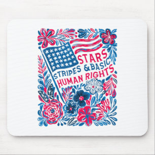 Sterne Streifen Menschenrechte 4. Juli Floral Amer Mousepad