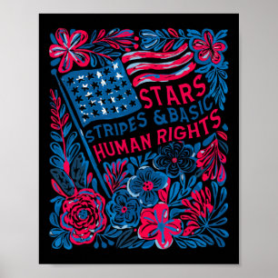 Sterne Streifen Menschenrechte 4. Juli Floral Amer Poster