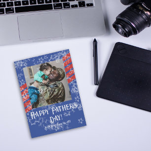 Sterne & Streifen Militärfotokarte des Vaters Einladung