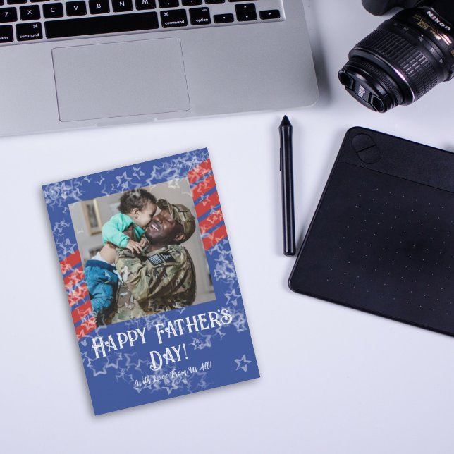 Sterne & Streifen Militärfotokarte des Vaters Einladung (Von Creator hochgeladen)