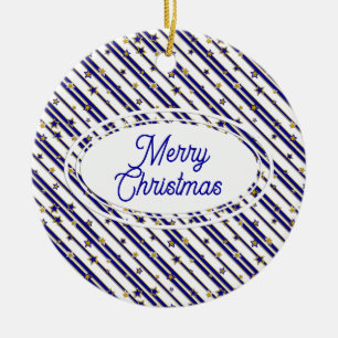Sterne & Streifen MUSTER gold rot oder blau Keramik Ornament