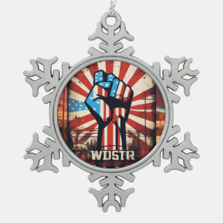 Sterne & Streifen Rahmen: Erhöhen Sie Ihre Erinner Schneeflocken Zinn-Ornament