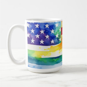 Sterne & Streifen Regenbogen-Wasserfarbe Kaffeetasse