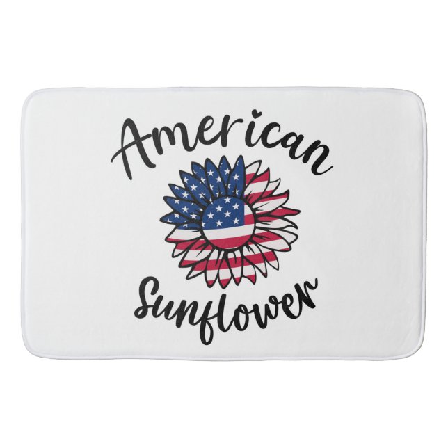Sterne & Streifen Sonnenblumen: Ein Patriotisches  Badematte (Vorderseite)