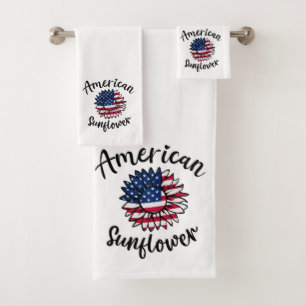 Sterne & Streifen Sonnenblumen: Ein Patriotisches  Badhandtuch Set