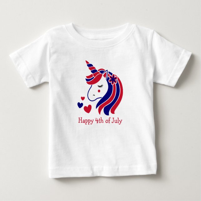 Sterne, Streifen und Einhornmagie Baby T-shirt (Vorderseite)