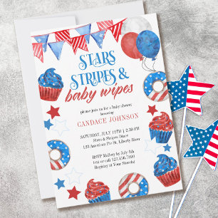 Sterne Streifen und .. Fourth of July Baby Shower Einladung