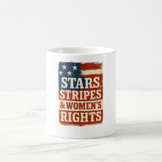 Sterne, Streifen und Frauenrechte - abgenutzte Fla Kaffeetasse