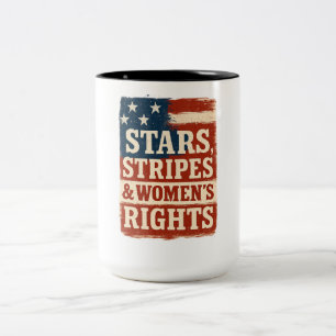 Sterne, Streifen und Frauenrechte - abgenutzte Fla Zweifarbige Tasse