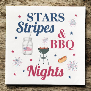 Sterne, Streifen und GRILLEN - Nächte - Patriotisc Serviette