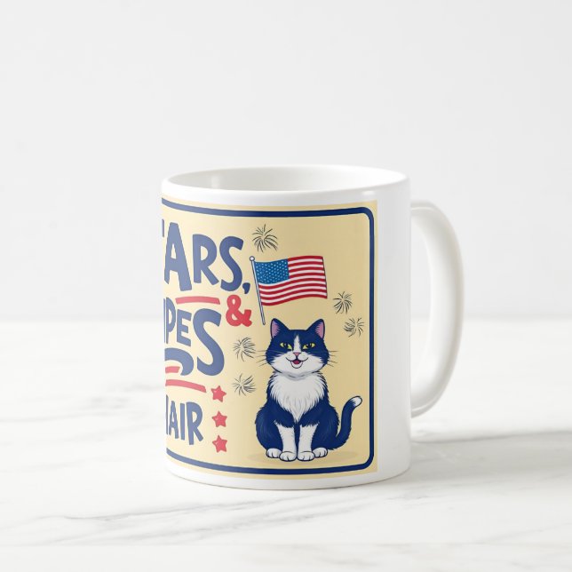 Sterne, Streifen und Katzen - Funny Cat Tasse (VorderseiteRechts)