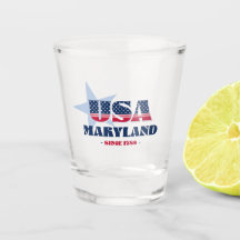 Sterne, Streifen und Maryland 1788 Shot glass