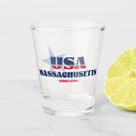 Sterne, Streifen und Massachusetts 1788 Shot glass Schnapsglas