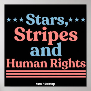 Sterne, Streifen und Retro-Feminismus für Menschen Poster