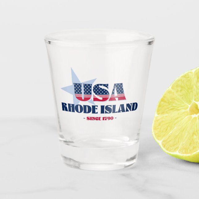 Sterne, Streifen und Rhode Island 1790 Shot glass Schnapsglas (Vorderseite)