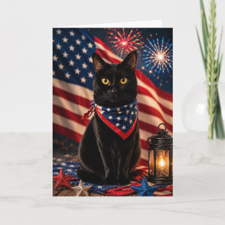 Sterne, Streifen und Schnurrhaare (Schwarze Katze  Karte