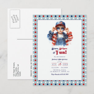Sterne, Streifen und Spaß Alle American Boys zum Postkarte